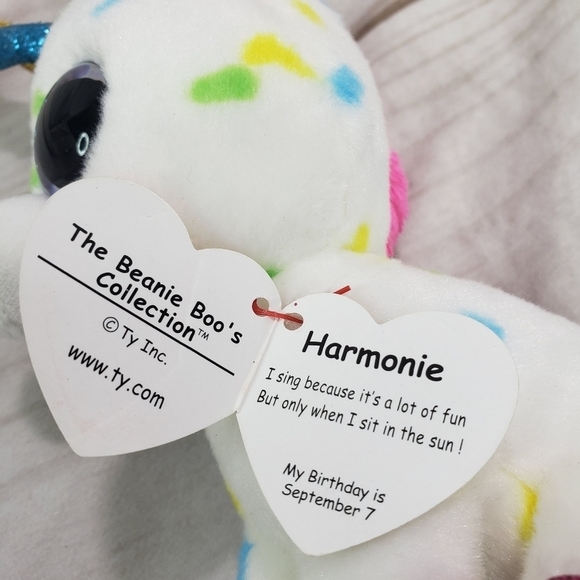 TY Beanie Boos Harmonie Rainbow Confetti Unicorn 6.5 Inch Plush Stuffed Toy 2016 - Picture 5 of 8